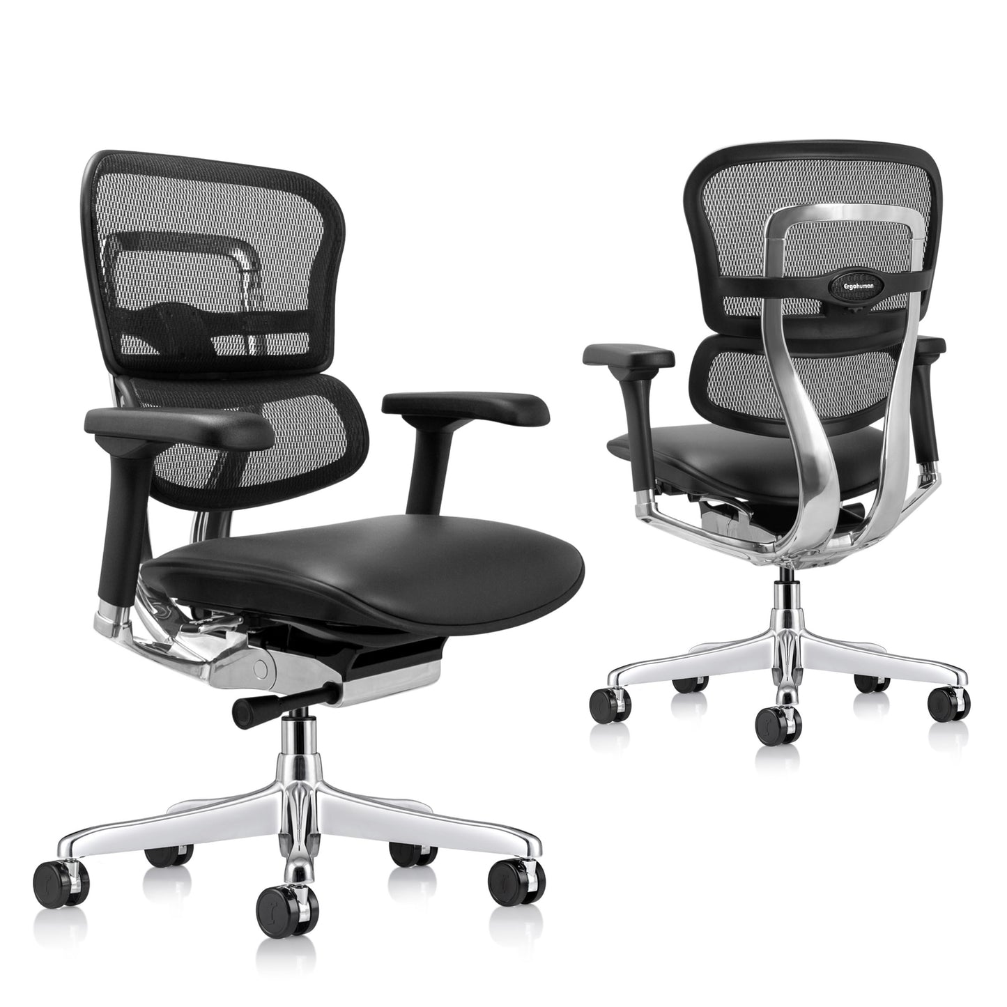 LEM6ERGLO-GEN2 Ergohuman Mid Back Leather Seat Mesh Back Chair By Eurotech