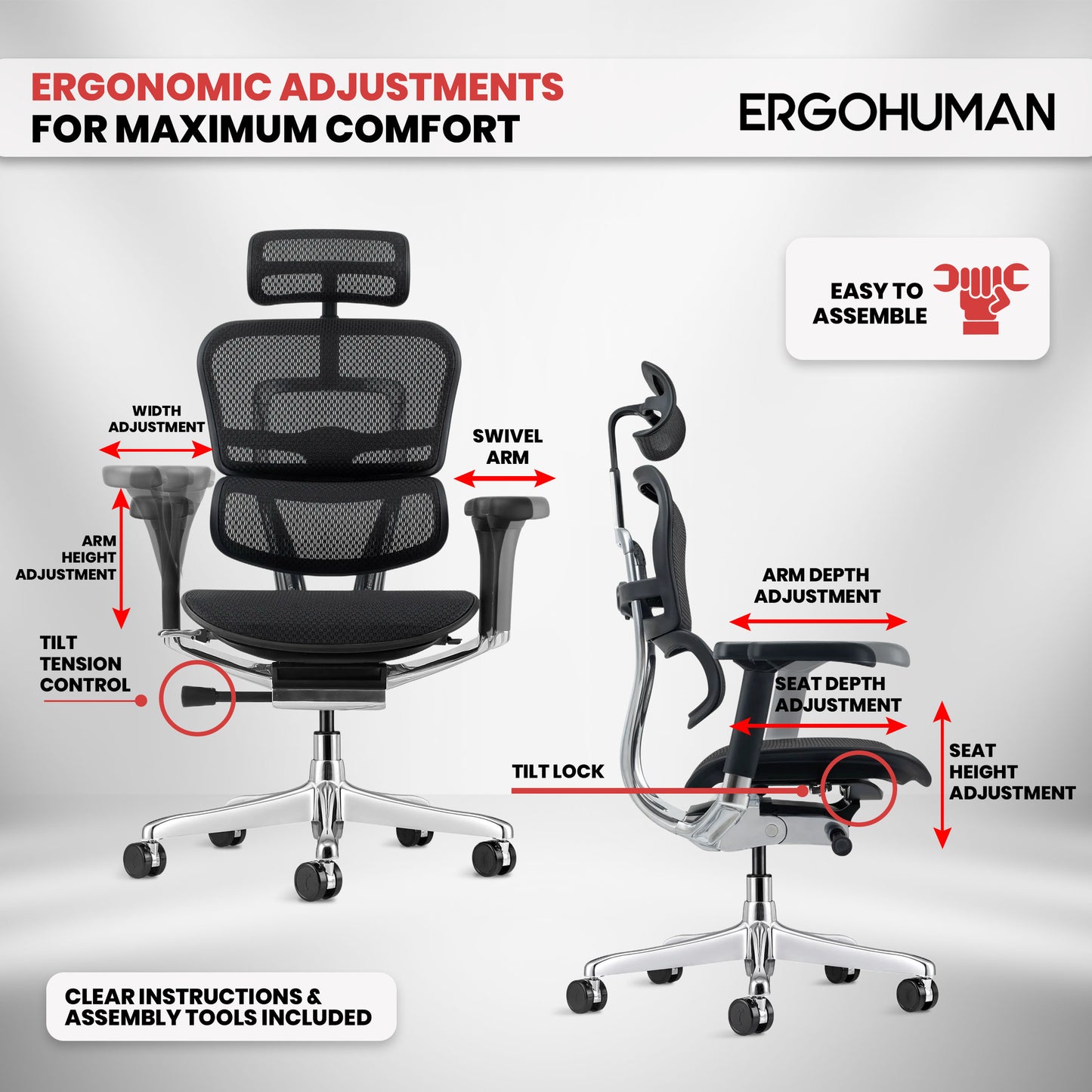 ME7ERG-GEN2 Ergohuman High Back Mesh Chair By Eurotech
