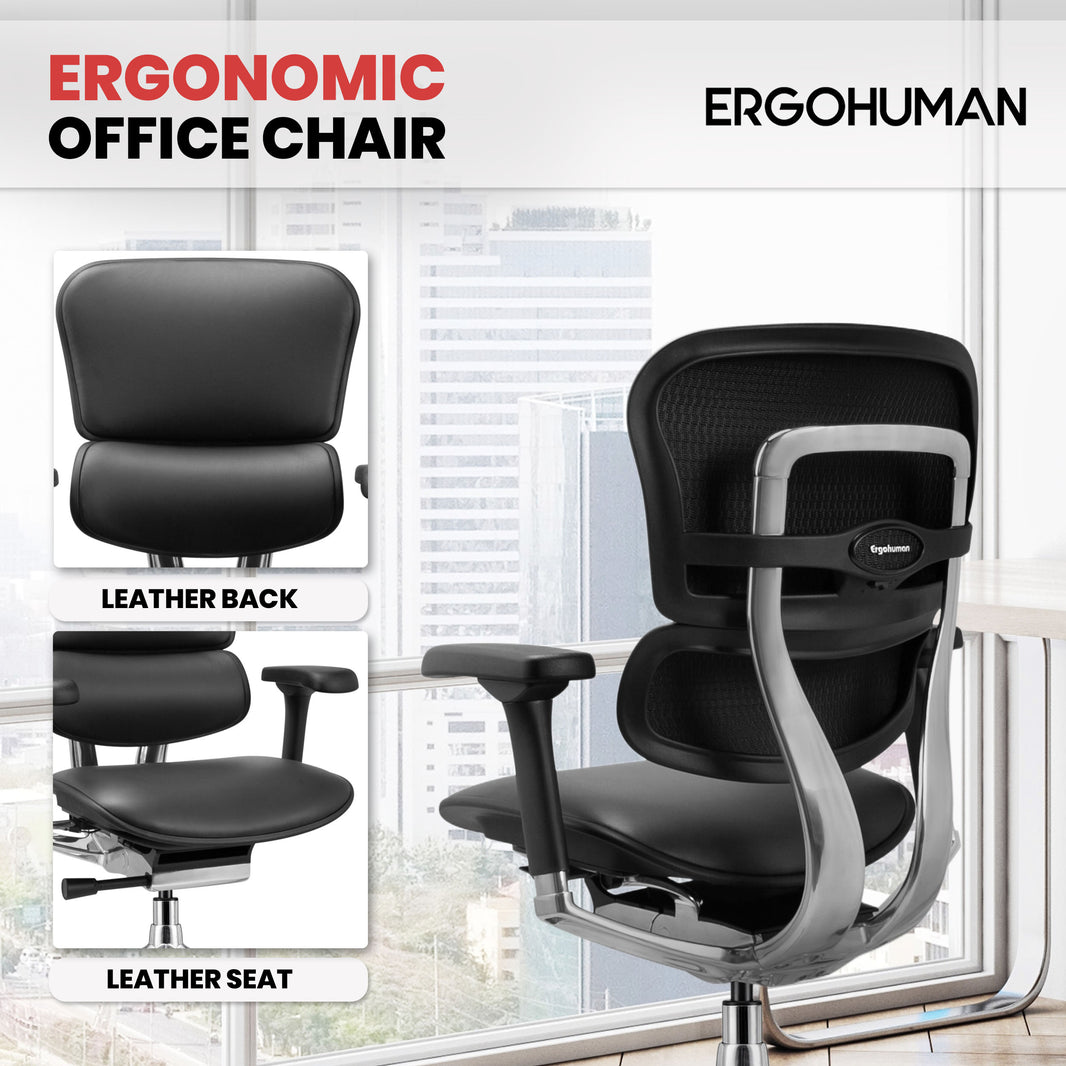 LE10ERGLO-GEN2 Ergohuman Mid Back Leather Chair By Eurotech