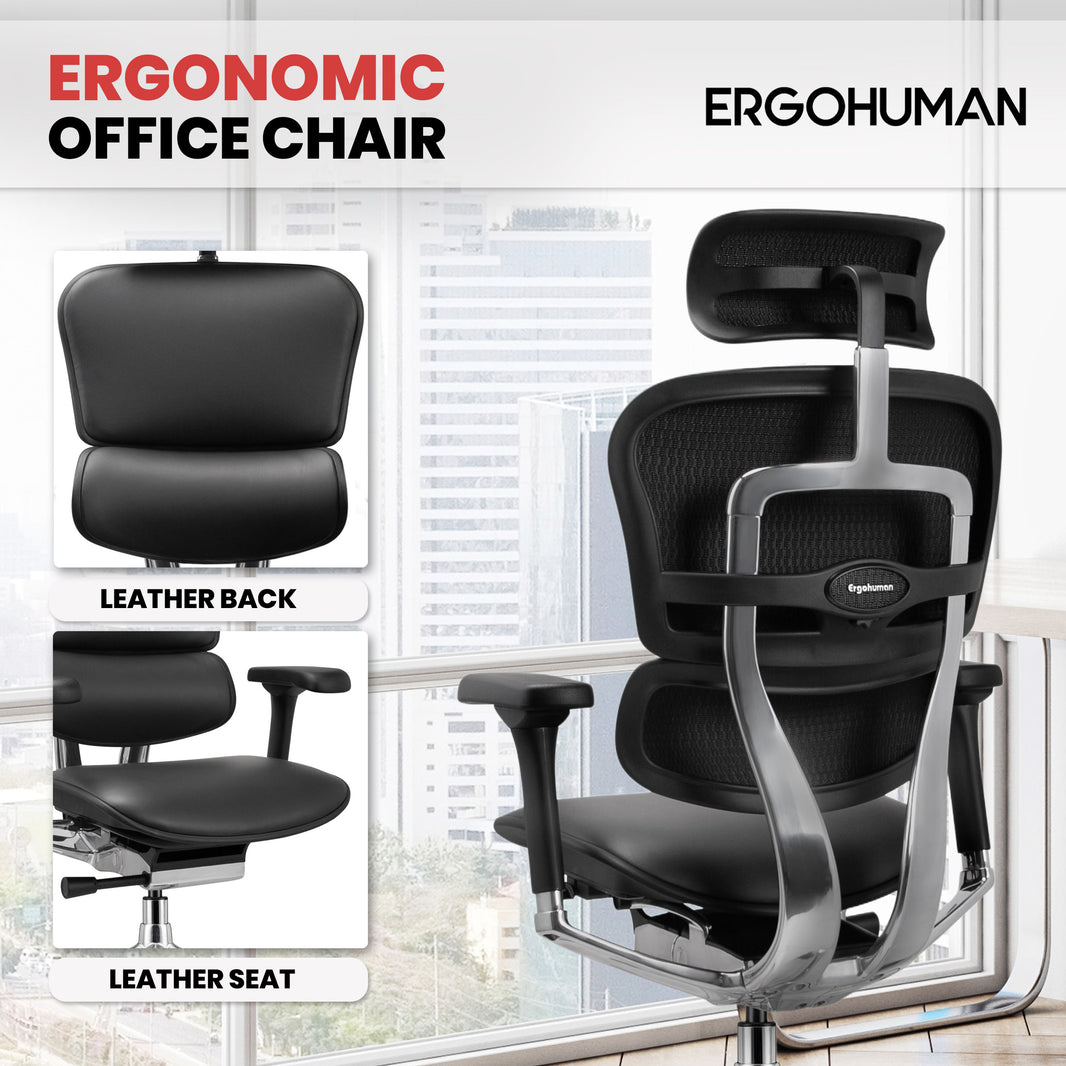 LE9ERG-GEN2 Ergohuman High Back Leather Chair By Eurotech