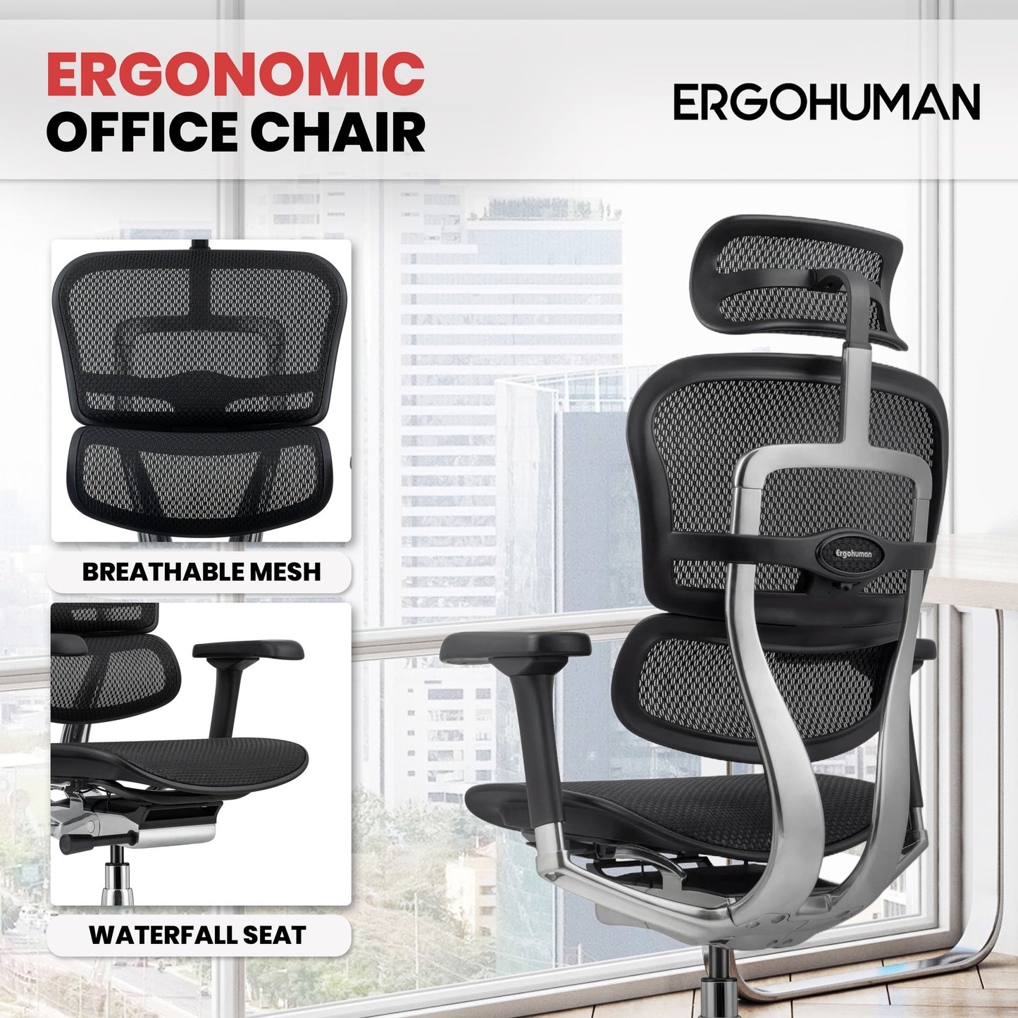 ME7ERG-GEN2 Ergohuman High Back Mesh Chair By Eurotech