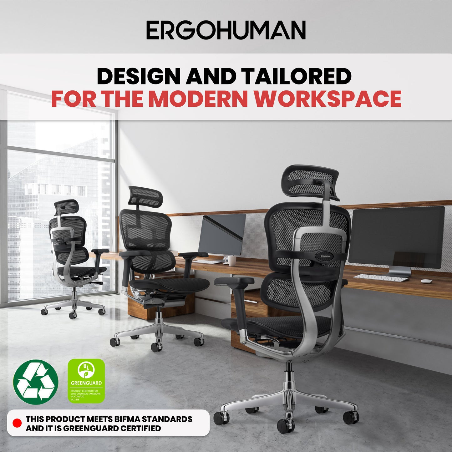 ME7ERG-GEN2 Ergohuman High Back Mesh Chair By Eurotech