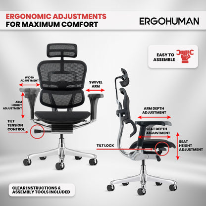 ME7ERG-GEN2 Ergohuman High Back Mesh Chair By Eurotech